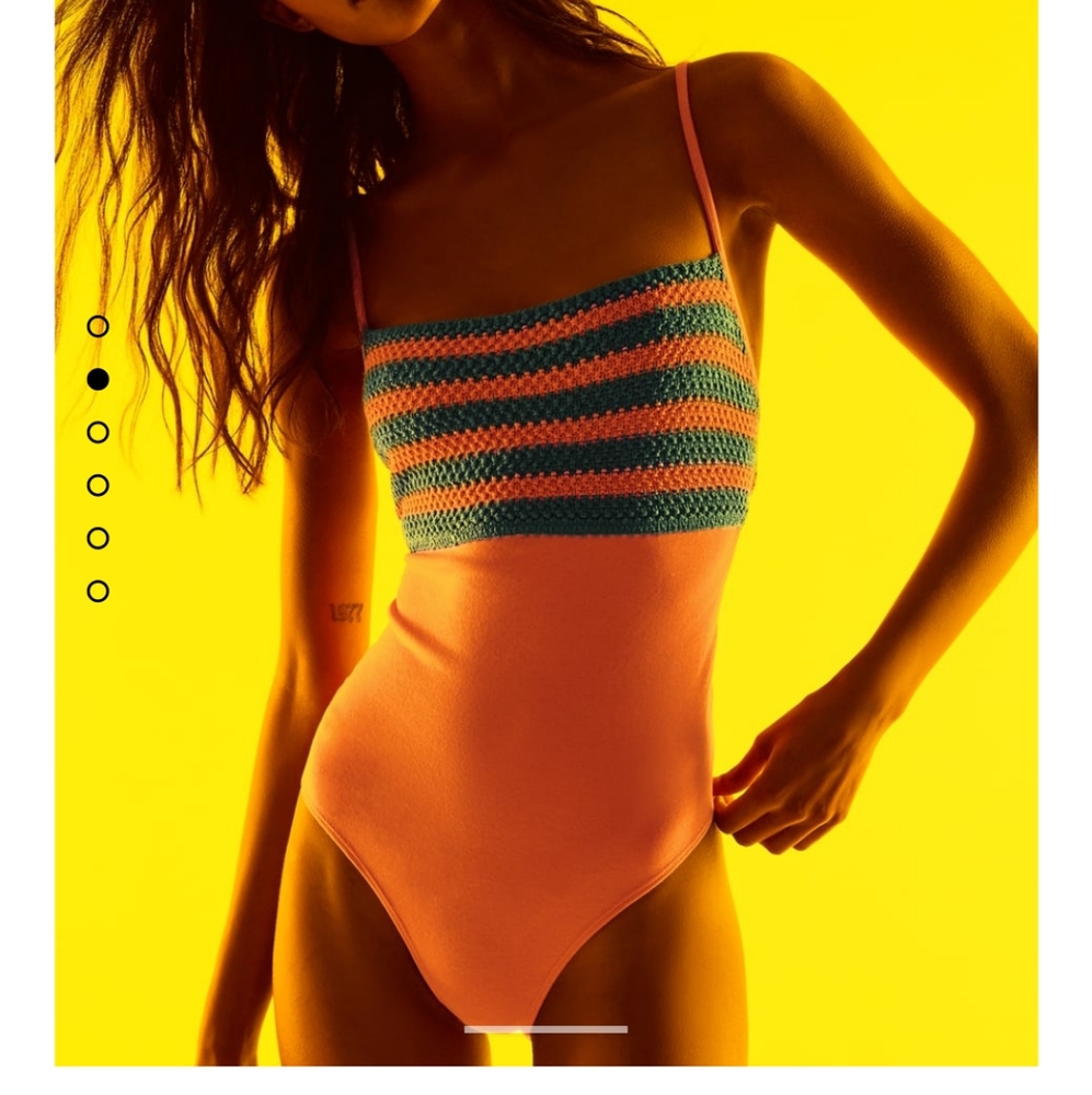 Zara 90s Orange & Blue Crochet Bodysuit - Only 1 left!
